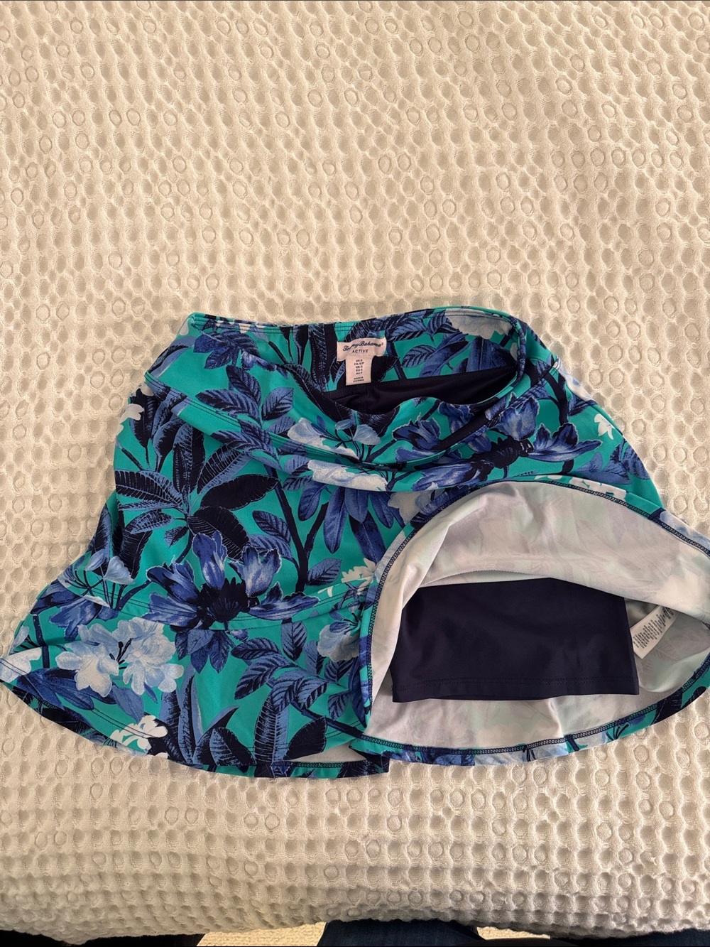 Tommy Bahama Teal and Navy Floral Skater Swim Skirt